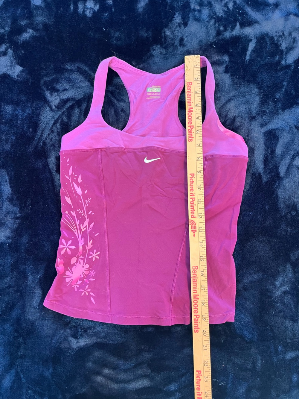 Nike Women's Hot Pink Racerback Tank with Floral Accent - Picture 4 of 6